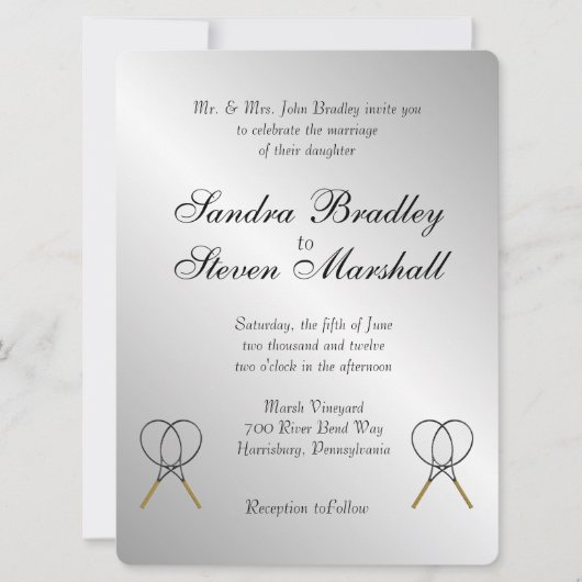 Tennis Thema Sports Wedding Invitations Kaart (Voorkant)