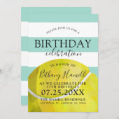 Tennis Thème Anniversaire Fête Invitation (Devant / Derrière)