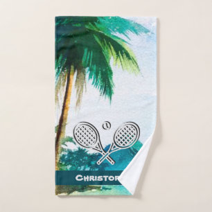 Tennis Theme Beach Island Naam Tennis Ball Handdoek