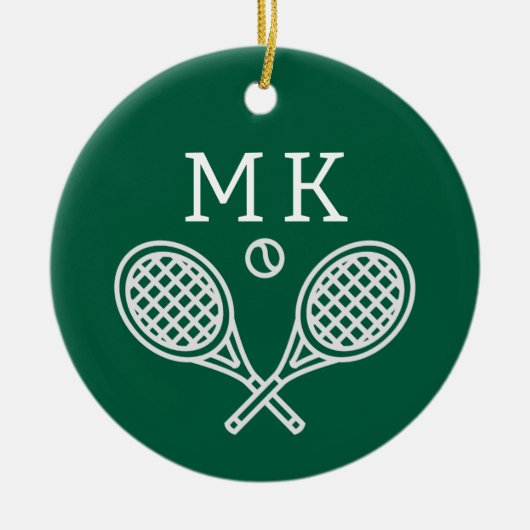 Tennis Theme Big Bold Monogrammed Keramisch Ornament (Voorkant)