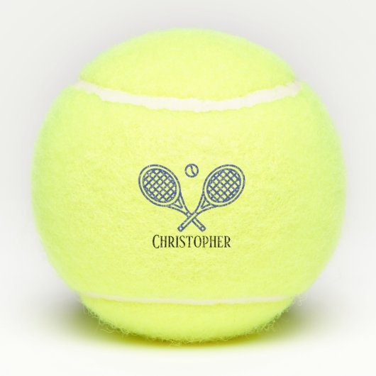 Tennis Theme Blue Monogrammed Name Tennisballen (Achterkant)