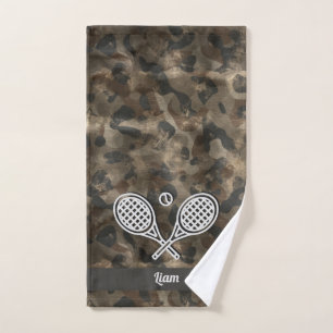 Tennis Theme Camo Monogrammed Name Tennis Ball Handdoek