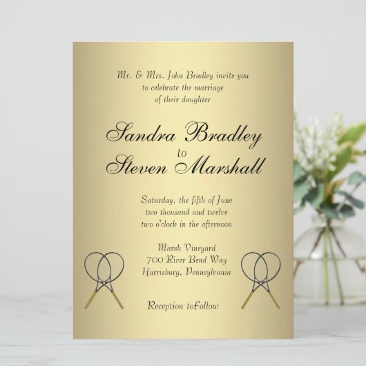 Tennis Thème Mariage Invitations (Debout devant)