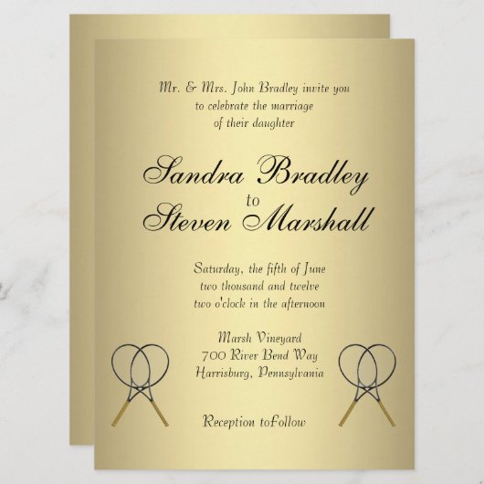 Tennis Thème Mariage Invitations (Devant / Derrière)
