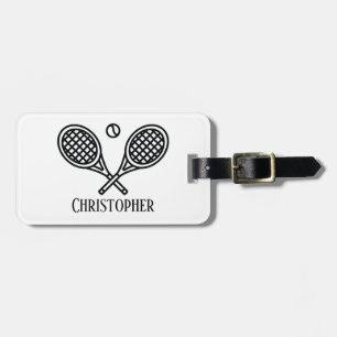 Tennis Theme Monogrammed Name Bagagelabel