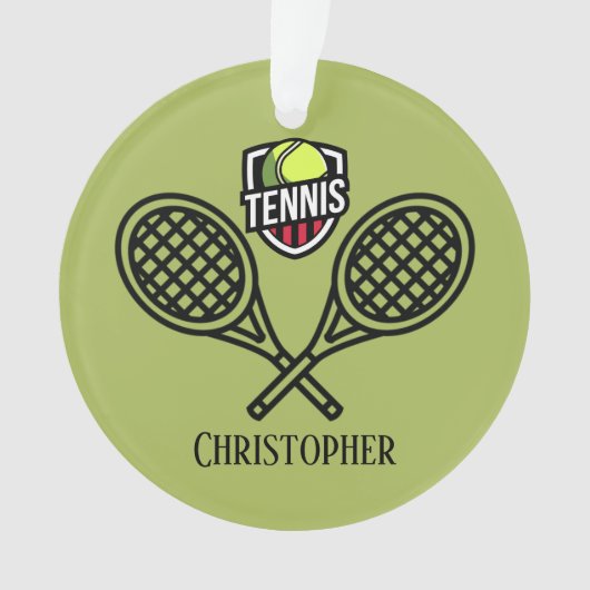 Tennis Theme Monogrammed Name Ornament (voorkant)