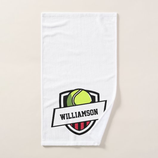 Tennis Theme Monogrammed Name Tennis Ball Handdoek (Handdoek)