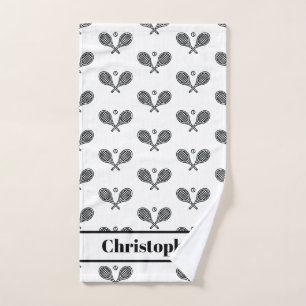 Tennis Theme Monogrammed Name Tennis Racquets Handdoek