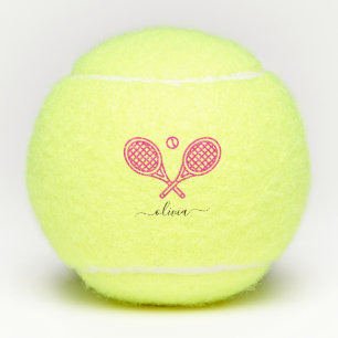 Tennis Theme Pink Girly Monogramnaam Tennisballen