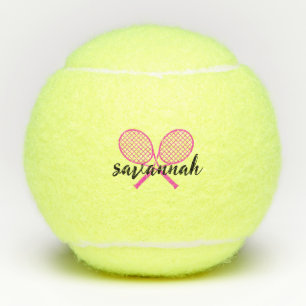Tennis Theme Pink Girly Monogramnaam Tennisballen