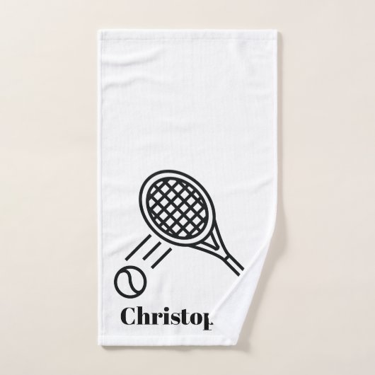 Tennis Theme Sport Monogramnaam Handdoek (Handdoek)