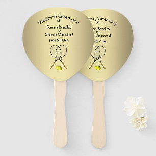 Tennis Theme Wedding Gold Hand Fan Handwaaier