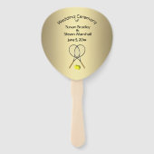 Tennis Theme Wedding Gold Hand Fan Handwaaier (Achterkant)