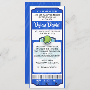 TENNIS TICKET Bar Bat Mitzvah Uitnodiging