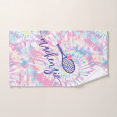 Tennis Tie Dye Script Name Pink Paars Handdoek (Handdoek)