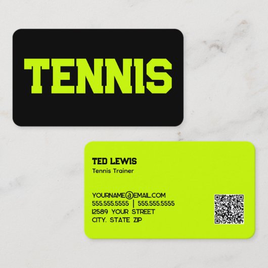 Tennis Trainer Custom QR Visitekaartje (Voorkant / Achterkant)