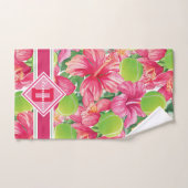 🌺 🌴 tennis tropical avec hibiscus, nom (Serviette à main)