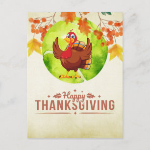 Tennis Turkey Thanksgiving grappige cartoon Feestdagenkaart