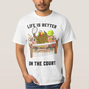Tennis Turkey Thanksgiving grappige cartoon schatt T-shirt