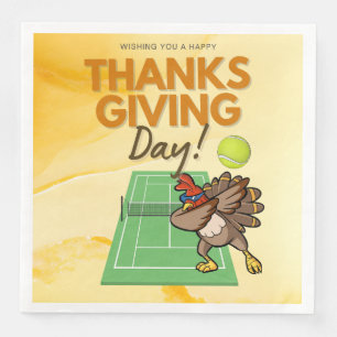 Tennis Turkey Thanksgiving grappige cartoon Servet