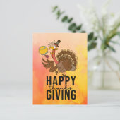 Tennis Turkije Thanksgiving grappige cartoon Vakan Feestdagenkaart (Staand voorkant)