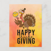 Tennis Turkije Thanksgiving grappige cartoon Vakan Feestdagenkaart (Voorkant)