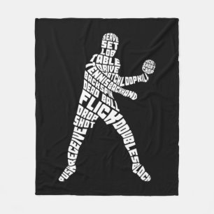 Tennis Typografie Ping Pong Word Art Fleece Deken