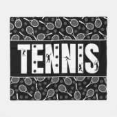 Tennis Typography Text Black & White Cool Gift Fleece Deken (Voorkant (Horizontaal))
