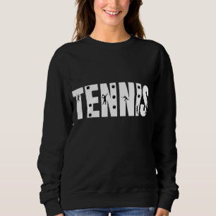 Tennis Typography Text Black & White Cool Modern Trui
