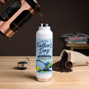Tennis Vaderdag voor papa Blauwe waterverf Waterfles