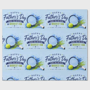 Tennis Vaderdag voor papa Blue Waterverf Cadeaupapier