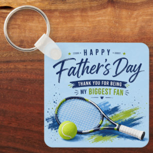 Tennis Vaderdag voor vader Racket en Bal Sleutelhanger