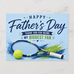 Tennis Vaderdagkaart voor Papa Blauwe Waterverf  Briefkaart