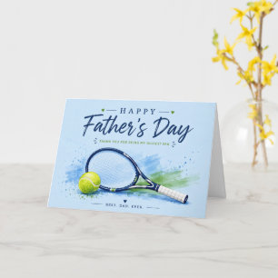 Tennis Vaderdagkaart voor Papa Blauwe Waterverf Kaart