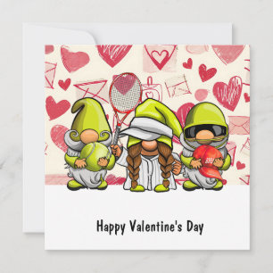Tennis Valentijnsdag met Hartjes Liefde Vakantie C Feestdagenkaart
