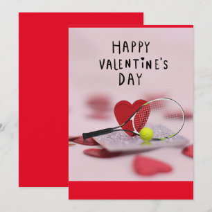 Tennis Valentijnsdag met LOVE voor afspeelrood Ho Feestdagenkaart