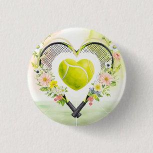TENNIS-Valentijnsdag voor speler met liefde Ronde Button 3,2 Cm