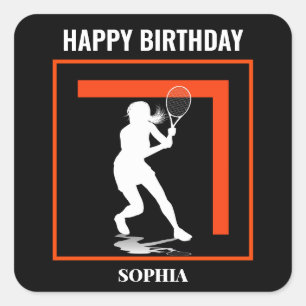 Tennis verjaardag, tennis meisje speler vierkante sticker