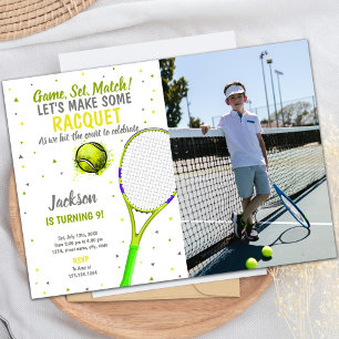 Tennis Verjaardag Uitnodigingen met foto