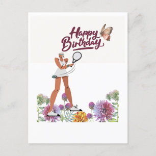 Tennis verjaardag voor vrouwelijke speler briefkaart