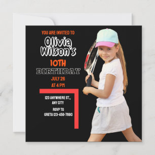 Tennis verjaardagsfeestje, tennis speelster meisje kaart