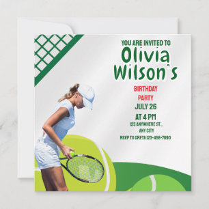 Tennis verjaardagsfeestje, tennisspeler meisje uit kaart