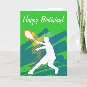 Tennis verjaardagskaart met silhouet van speler kaart