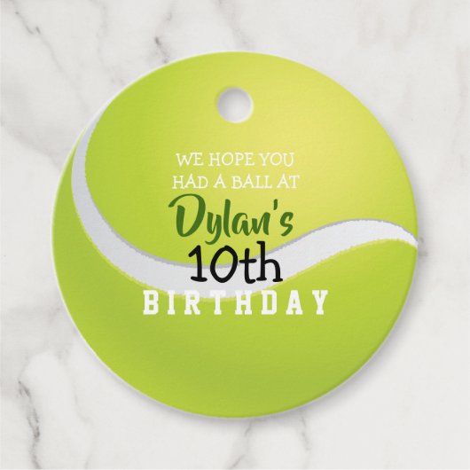 TENNIS Verjaardagsuitnodigingsgeschenk Neem mee na Bedankjes Labels (Voorkant)