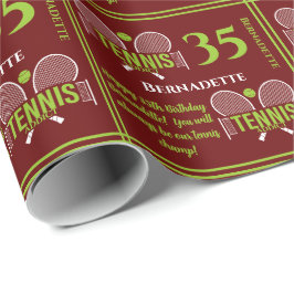Tennis verslaafde naam leeftijd verjaardag cadeaupapier