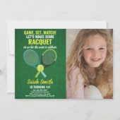 Tennis vert clair et bleu Invitation Anniversaire (Devant)