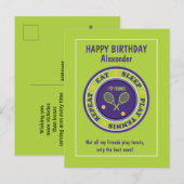 Tennis vert frais 🎾 Bonne Carte postale Anniversa (Devant / Derrière)