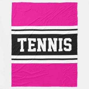 TENNIS Vet Fun Helder Roze Zwart Racing Strepen Fleece Deken
