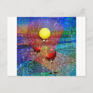 Tennis viert in kleur briefkaart