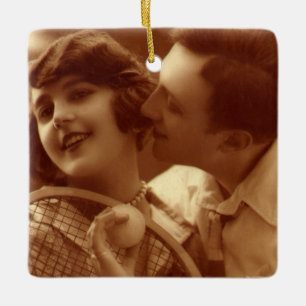 Tennis voor sportieve Vintage liefde en romantiek Keramisch Ornament